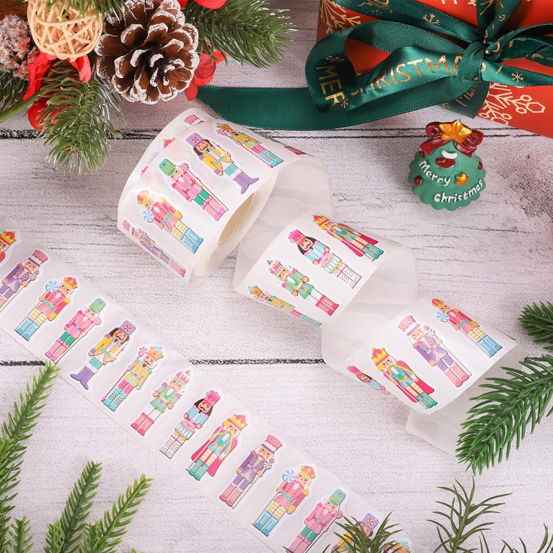 وولاين Whaline 1000 جهاز كمبيوتر شخصى عيد الميلاد ملصقات كسارة البندق لفة الوردي الكرتون كسارة البندق ملصقات ذاتية اللصق لعيد الميلاد عيد ميلاد عطلة سجل القصاصات مجلة ديكور المغلف، 8 تصاميم - Image 3